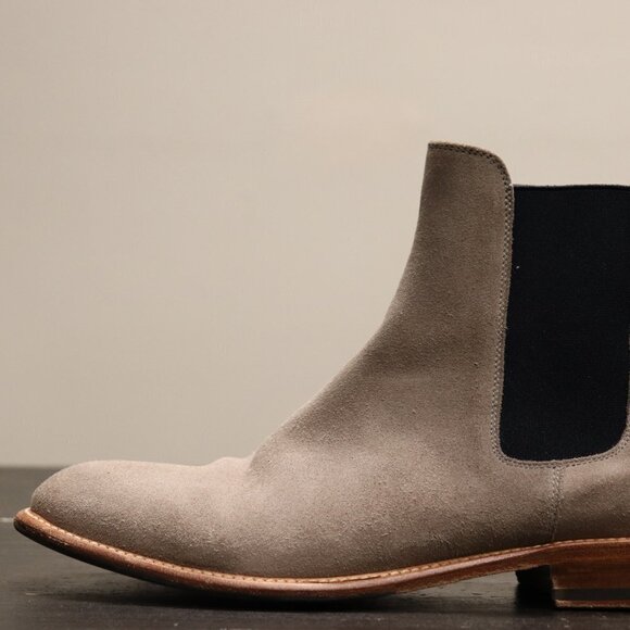 Scarosso Women's Size 38.5 US8 Gray Taupe Blue Giancarlo Chelsea Boots MSRP $495 - Picture 6 of 11